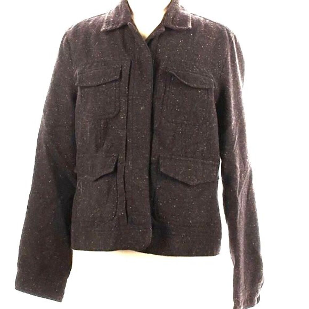 Coldwater Creek Brown jacket Blazer Women's M Wool Blend Classic tweed